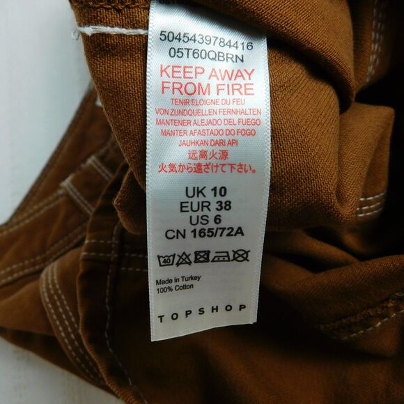 Topshop High Waist Utility Denim Mini Skirt Toffee Women's Size 6 Pockets EUC! - Picture 5 of 11